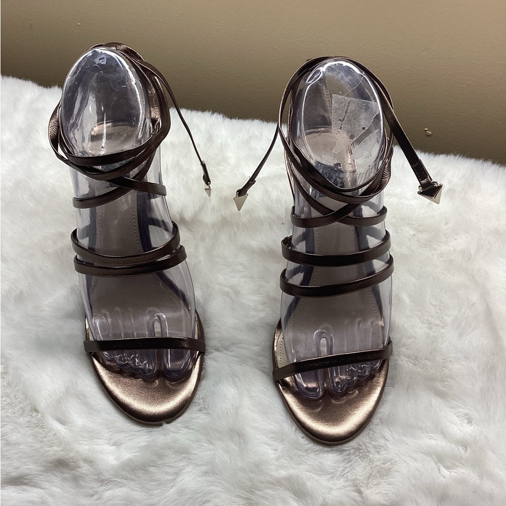 Elegant Brown Bronze Strappy Women's Heels